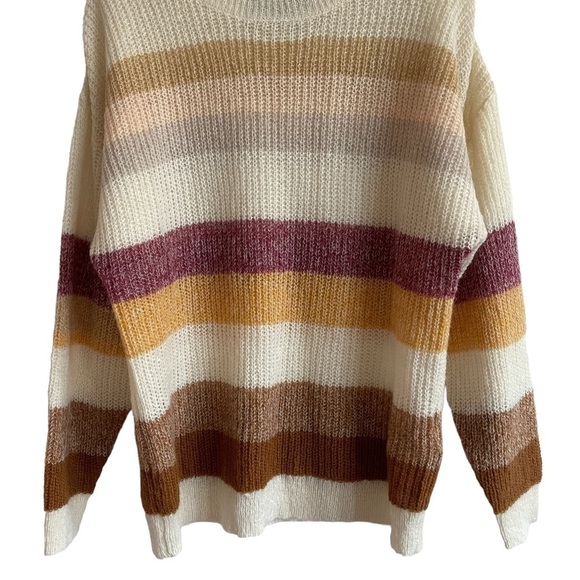 MINKPINK Relaxed Fit Wool & Mohair Striped Crewneck Sweater, Size L - Picture 3 of 6